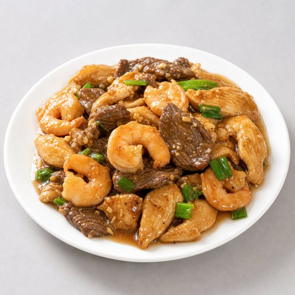 Chicken, Shrimp & Beef in Garlic Sauce — Grand Wok Brooklyn