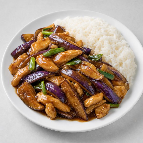 Eggplant w. Chicken in Garlic Sauce